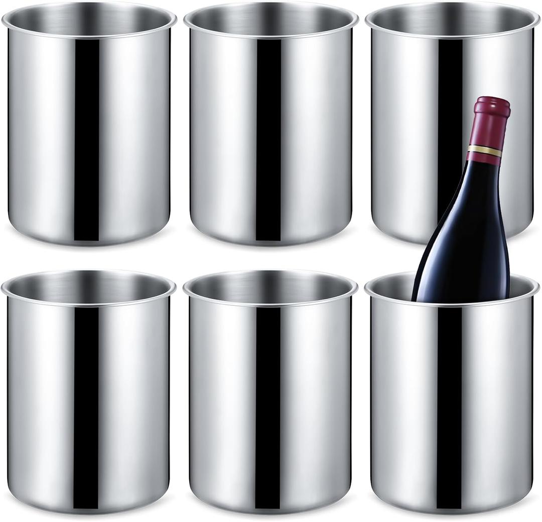 Domensi 6 Pcs Wine Chiller Bucket 750 ML Champagne Bucket Stainless Steel Wine Chillers for Bottles Keeps Cold for Hours Cooler Insulated Champagne Beer Ice Bucket
