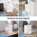 SimerSure Top Fill Humidifier, 2L Water Tank for Bedroom, 28H Long Lasting New White Air Humidifier for Large Room, Ultra Quiet 25dB Cool Mist for Baby, Plants, Office, Easy to Clean & Fill