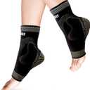 NeoAlly Copper Ankle Support Brace Compression Sleeve with Silicone Gel Reduce Foot Swelling Pain Relief from Plantar Fasciitis and Achilles Tendon (Large - 1 Pair)