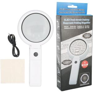 Magnifying Glass, Handheld LED Magnifying Glass Foldable Adjustable 22X 10X Magnifying Glass with Light Stand, Handheld Illuminated Magnifier for Reading Jewelry Craft