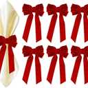 Bow Napkin Rings for Christmas, Wedding, Party, Holiday Table Decor (Red, 12 pcs)