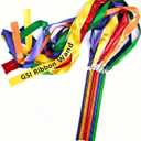GSi Multicolor Ribbon Wands & Rings for Kids - Pack of 6 Dance Streamers with 9" Stick, 1m Ribbons, Gymnastics & Party Use
