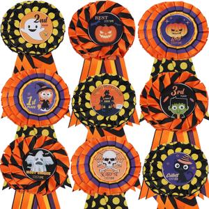 Sumind 18 Pcs Halloween Award Ribbons Halloween Party Costume Contest Awards Buttons Witch Ghost Skeleton Pumpkin Bats Medals Trick or Treat Medal Trophies Party Supplies(Cute)