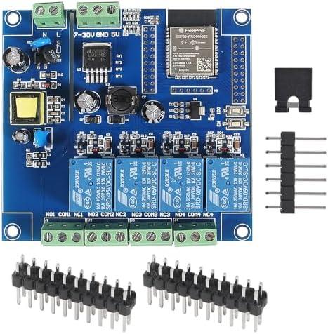 AC/DC Power Supply ESP32 Development Board Programmable Development Board Wireless WiFi 4 Way Channel 5V Relay Module ESP32-WROOM-32E for Arduino AC 90-250V / DC 7-30V