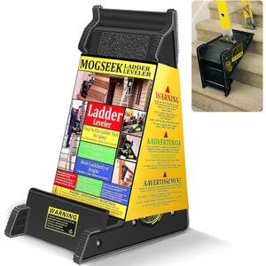 Stable Platform Ladder Leveler - Extension Ladder with Storage for Uneven Surfaces (Black, Standard Durable Plastic)