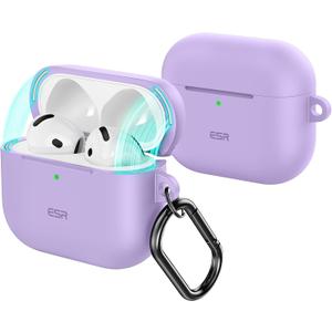 ESR for AirPods 4 Case, Compatible with Apple AirPods 4 Case (2024) (USB-C), Magnetic Lid, Full Drop Protection Cover with Carabiner, Cloud Series, Purple