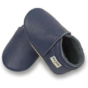 Mejale Baby Moccasins Boy Infant Shoe Toddler Leather Soft Sole Slipper Prewalker Light First Walking Crawling Blue Shoes, 12-18 Months, L