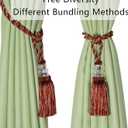 BEL AVENIR 4 Pack Curtain Tiebacks Hand-Woven Crystal Holdbacks Home Decorative Tassels Tiebacks (Mix Red, 4 Pack)