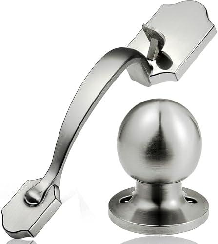 Front Door Handle - Front Door Lock Exterior/Interior Front Entry Handleset with Door Knob, Heavy Duty Keyless Entry Door Handle, Brushed Nickel Plating, Reversible Door Lever for Left & Right