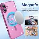 ZIYE Magnetic Case Made for iPhone 16 6.1 Inch [Compatible with MagSafe] Full Camera Lens Protection, Clear Luxury Phone Cover Soft TPU Bumper Drop Protective Case for iPhone 16 Women Men, Hot Pink