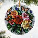 Butterfly & Rose Ornament, Christmas Ornaments, Christmas Decorations, Holiday Decor Gifts for Family, Friends & Flower Lovers, Gift Exchange & Gift Idea, Giftbox Included