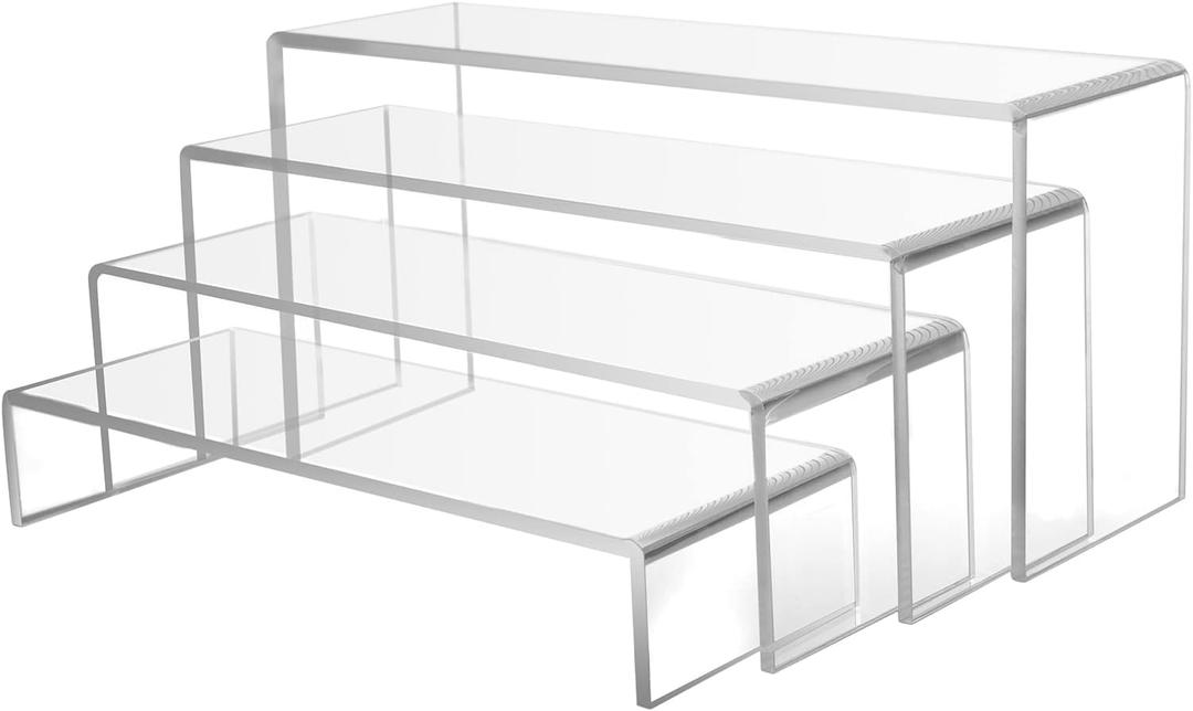 A+ DESIGN Acrylic Display Risers Suitable for Cupcake Retail Shoe Showcase Jewelry Funko Pop Figures (Clear 4 Pack Set)