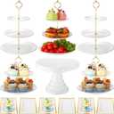 Willinglong 12 Pcs Dessert Table Display Stand Set Include 5 Cupcake Stand Holder Tier Tower 1 Cake Stand 6 Serving Tray Combo for Party Birthday Baby Shower Wedding(Round)