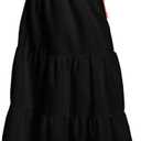 Kaei&Shi Womens Boho High Waisted Gingham Long Maxi Skirts Summer (Small, Black)