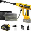 Cordless Pressure Washer, 2000PSI MAX Portable Pressure Washer with Brushless Motor, 5.0Ah Battery, 4 Speed Adjustment LCD Touch Screen, 6-in-1 Nozzle (No Garden Hose & Faucet Connectors) (Yellow/Dark Gray)