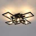 ZGLAOJT Black Industrial Semi Flush Mount Ceiling Light 5-Light Kitchen Light Fixtures Modern Large Matte Sputnik Chandelier for Dining Room Bedroom Farmhouse Living Room