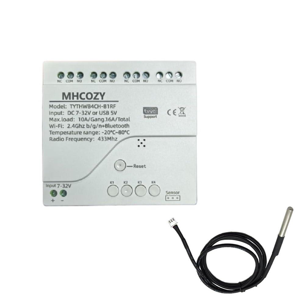 WiFi Wireless Smart Temperature and Humidity Relay Switch,Dry Contact App Remote,Compatible with Alexa Google Home