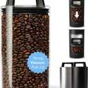 KIVY Vacuum Seal Coffee Canister (Glass) - Coffee Canister with Airtight Lid - Airtight Coffee Jar - Air Tight Coffee Container - Vacuum Storage (Medium)