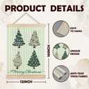 KEUSPI Preppy Green Christmas Tree Wall Art Poster, Green Christmas Decor, Festive Merry Xmas Striped Canvas Prints Wall Decor for Home Bedroom Living Room, 12x16 Inch