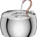 Cat Water Fountain Stainless Steel -2.5L/84oz Gooseneck Kitty Cat Fountain for Drinking Spout - Pet Water Fountain for Cats Inside - Quiet Automatic Cats Water Bowl Dispenser - for Pets& Small Dog