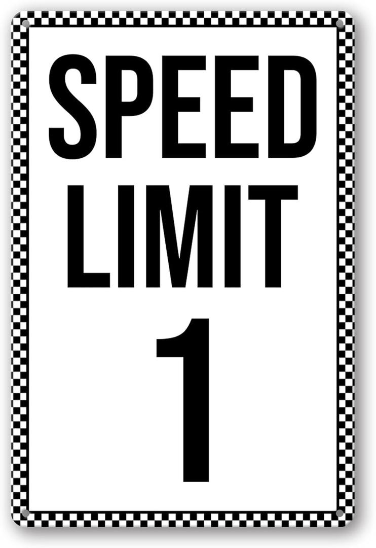 Speed Limit 1 Sign Fast One Birthday Decorations for Boys Race Car Party Decor Funny Metal Tin Signs Racing 1st Birthday Decoration Gifts 8x12 Inch