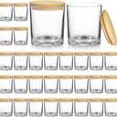 SUPMIND 30 Pack Glass Candle Jars-10oz Clear Empty Candle Jars with Bamboo Lids and Sticky Labels, Bulk Candle Jars for Making Candles Containers - Dishwasher Safe