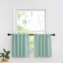 RYB HOME Kitchen Window Curtains - Blackout Privacy Half Window Curtains for Bedroom Bathroom Dining Living Room Cafe Office Short Tiers Drapes, W 34 x L 36 inches, 2 Panels, Aqua