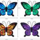 hogardeck Metal Butterfly Wall Decor, 4 PCS Multicolor Butterfly Spring Decor for Indoor Outdoor, Decorative Hanging Wall Art for Kitchen, Living Room, Porch, Garden, Yard
