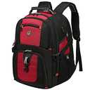 SHRRADOO Extra Large 50L Travel Laptop Backpack with USB Charging Port, College High School Backpack Airline Approved Business Work Bag Fit 17 Inch Laptops for Men Women, Red