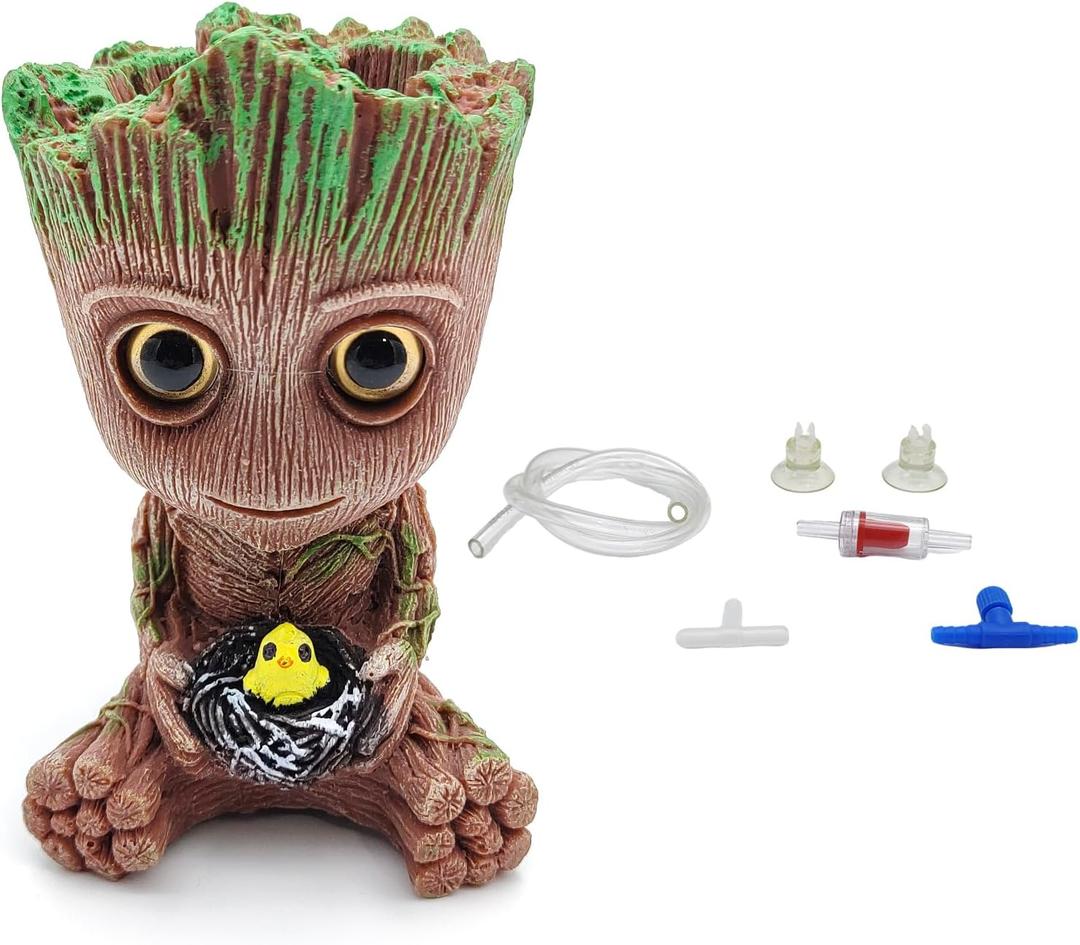 Aquarium Groot Air Bubble Stone Decorations with Air Stones and Tubing Kits Compatible for Small to Medium-Sized Aquariums