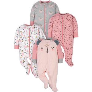 Gerber baby-girls 4 Pack Sleep N' Play Footie, 0-6