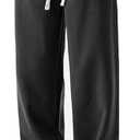 Men's Casual Baggy Wide Leg Lounge Travel Pants Streetwear with Pockets, L
