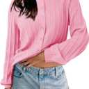 Cicy Bell Womens Button Down Knit Cardigan Fall Long Sleeve Lightweight Open Front Casual Crew Neck Sweater Tops Pink L