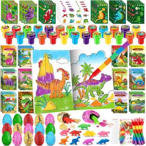 BenLouis 84Pcs Dinosaur Party Favors Dino Theme Coloring Books Crayons Sticker Set Bulk for Kids Jurassic Birthday Goodie Bag Stuffer Classroom Gifts Rewards Craft Pinata Fillers