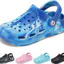 Kids Tie Dye Garden Clogs for Boys Girls | Lightweight Slip-On Water Shoes with Arch Support (13 Little Kid, Blue Aqua)