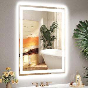 28x36 LED Bathroom Mirror with Lights, Super Bright Front & Backlit Vanity Mirror for Wall, Anti-Fog & Memory Smart Mirror, 5mm Shatter-Proof Tempered Glass, ETL Listed, Vertical/Horizontal