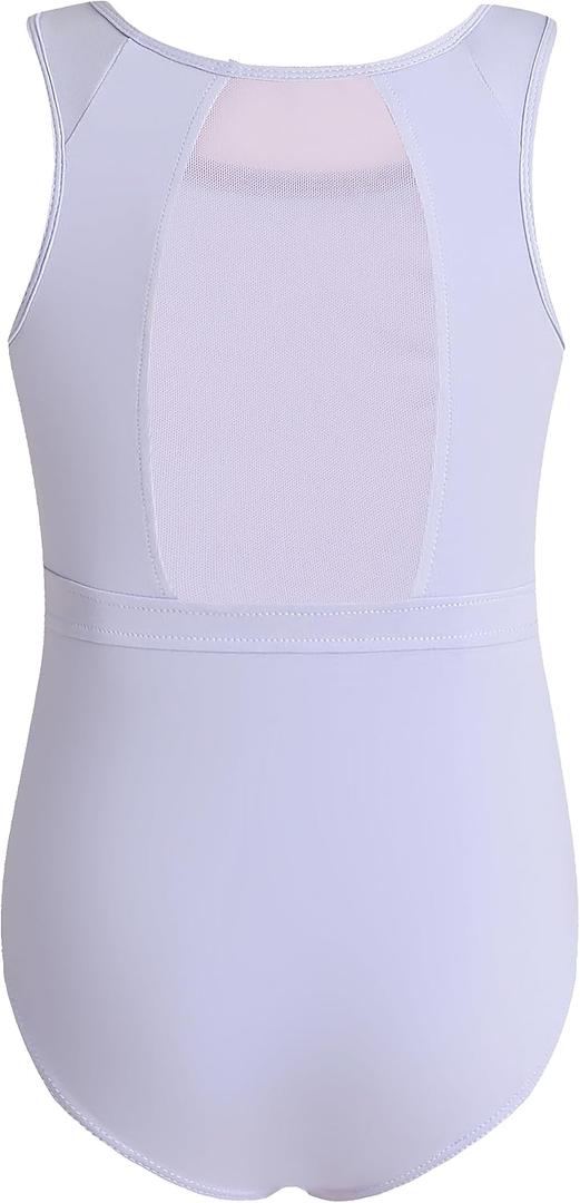 Phineein Girls Gymnastics Leotards Mesh Back - Kids Sleeveless Ballet Dance Leotard with Stylish Power Mesh Cutout Back