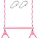 18" Pink Trapeze Swing Bar Rings 48" Heavy Duty Plastic Coated Chains Swing Set Accessories