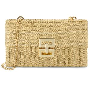 Gets Straw Clutch Purse for Women, Woven Beach Bag Summer Corssbody Purse Small Rattan Shoulder Bag for Travel Apricot