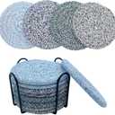 8 Pcs Drink Coasters, Coasters for Coffee Table, Coasters for Drinks Absorbent, Coaster Set 4 - Color Cup Coasters, Coasters for Wooden Table, Living Room Decor, Suitable for Kinds of Cups (Blue&green&black)