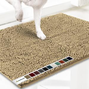 Muddy Mat Shown on TV  Super Absorbent Microfiber Dog Door Mat for Muddy Paws, Non-Slip Washable Pet Rug, Quick Dry Chenille Entryway Carpet, Machine Washable Indoor Outdoor mat, Beige 35"x24"