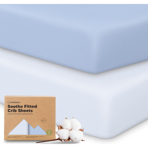 KeaBabies 2Pack Organic Crib Sheets for Boys, Girls  52x28 Fitted Crib Mattress Sheet Neutral, Breathable Jersey Cotton Cover for Baby Bed, Toddler Mattress, Soft & Cute Prints (Blue Flax)