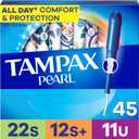 Tampax Pearl Tampons for Women Multipack, with LeakGuard Braid, Super/Super Plus/Ultra Absorbency, Unscented, 45 Count