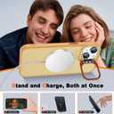 JAME for iPhone 15 Case with Stand, 2X [Tempered Glass Screen Protector][Compatible with Magnetic] Built-in Camera Kick-Stand Phone Case for iPhone 15, Magnetic Case for iPhone 15 6.1, Orange