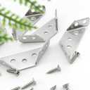 2 x Quacc 6 PCS Stainless Steel Furniture Corner Connectors, Corner Braces with Screws, Trapeziform Angle Brackets for Chairs Drawers, Cabinets, Tables (Silver)
