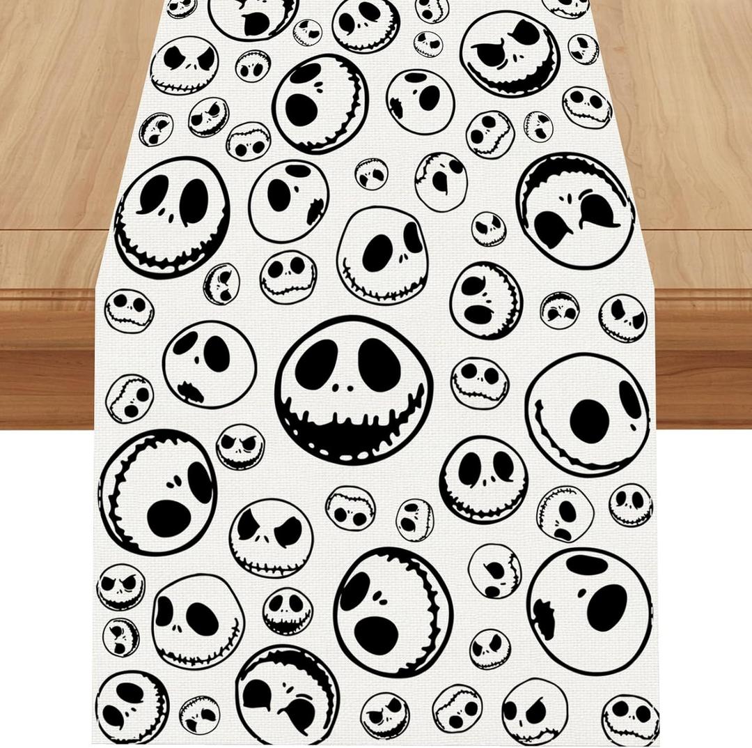 3 x Linen Halloween Table Runner 72 Inches Long, Halloween Home Kitchen Dining Room Table Decor, Christmas Xmas Winter Holiday Decorations and Supplies for Home