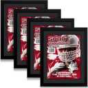 Geetery 4 PCS Sports Magazine Frame Fits Measuring 8.5 x 11.25 Inch Magazine Display Frame with Installed Hangers and Core Matting Plastic for Wall Hanging(Black, Black Mat)