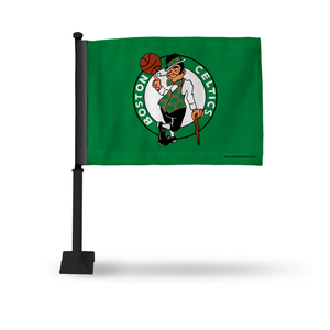 NBA Boston Celtics Double Sided Car Flag - 16" x 19" - Strong Black Pole that Hooks Onto Car/Truck/Automobile By Rico Industries Pack Of 3