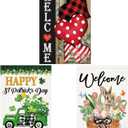 2 x Doncida 3 Pack Valentines Day Garden Flag St Patricks Day Garden Flag Easter Garden Flags 12 x 18 inch Double Sided Burlap Small Yard Flags for Outside Lawn Seasonal Decoration