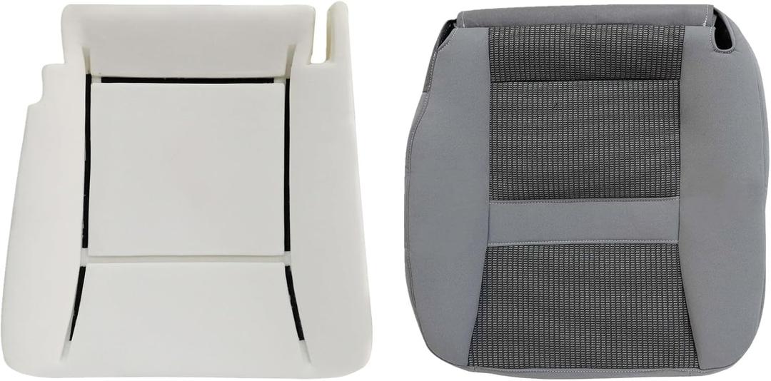 Colth Gray Driver Side Bottom Replacement Seat Cover & Foam Cushion Pad Compatible with Dodge Ram 2500 3500 2006 2007 2008 2009 2010